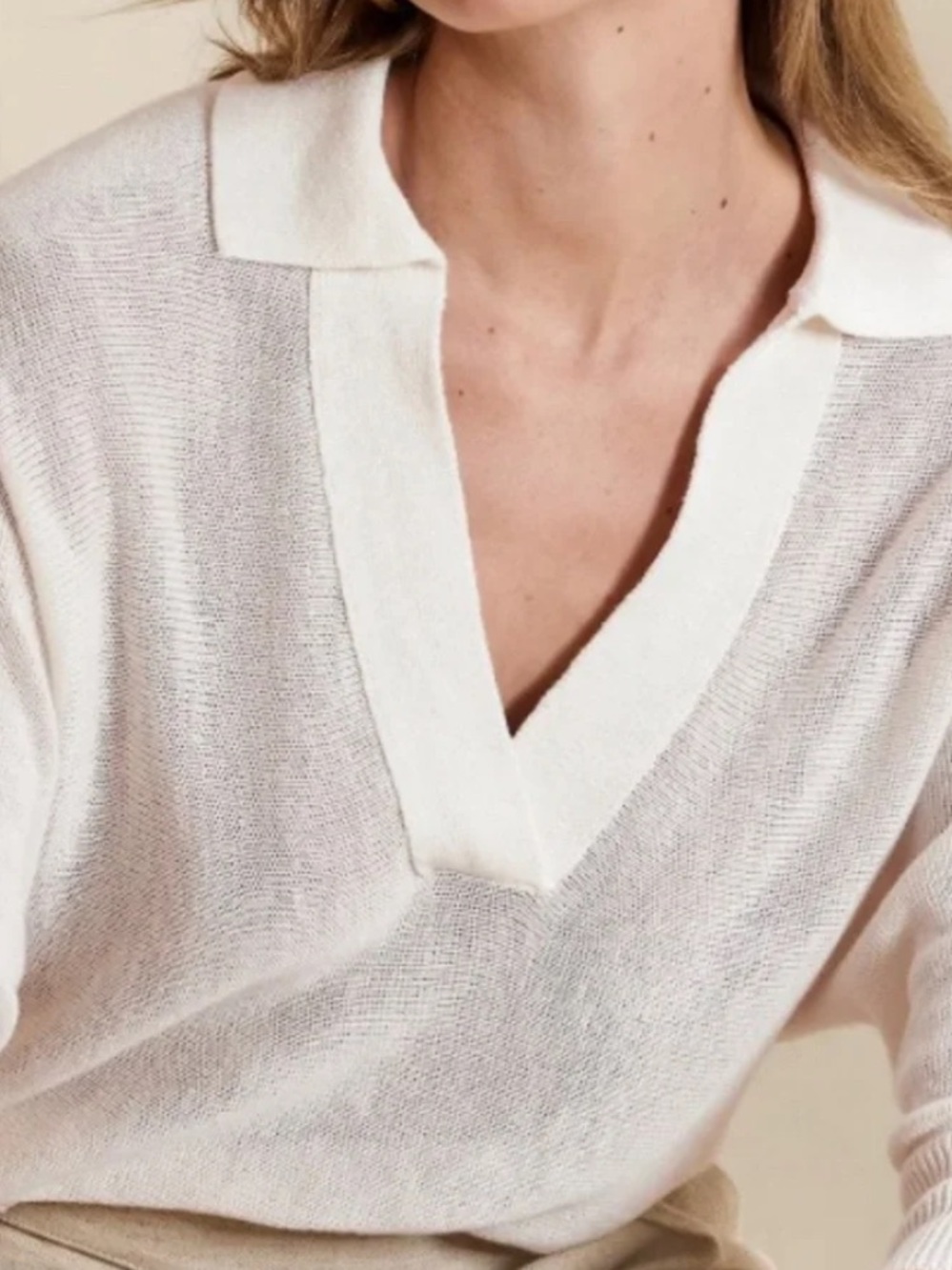 Banana Republic woven women’s polo top Johnny collar size M